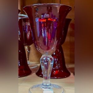 Artland Hand Blown Heavy RED STEMWARE Goblet, 8.25" tall approx. 9 available.